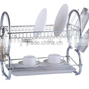 2 tier chrome kitchen dish rack with eight shape