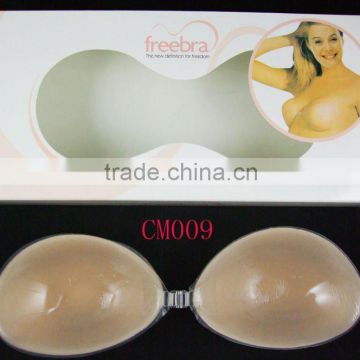 Thin silicone bra with glue