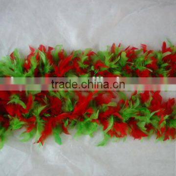 fashional mixed color feather boa-green and red