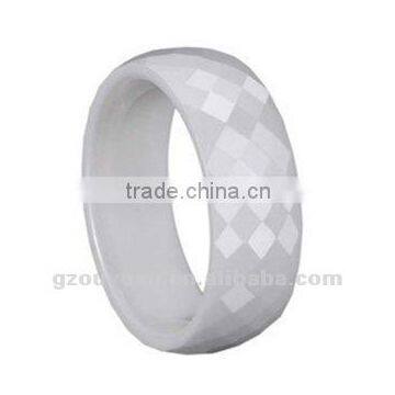 Hot Sell Men and Women White Faceted Ceramic Wedding Band Ring