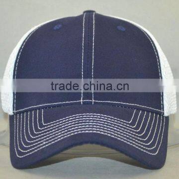 Navy cotton with white mesh cap flex fit style 6panels baseball cap