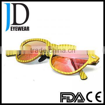 2016 Hot Women Men Unisex Carbon Fiber Aviator Sunglasses With Mirrored Lenses