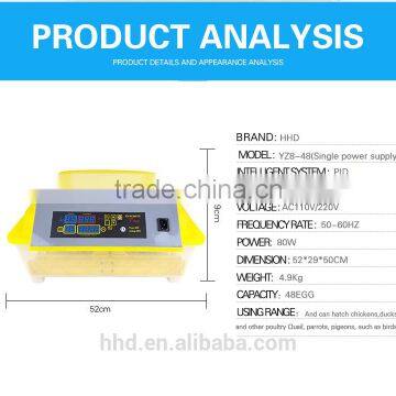 Most Popular HHD Brand 48 Egg Incubator Price for Sale With CE Certificate YZ8-48 photo-2