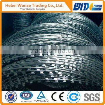 High quality galvanized concertina razor wire / razor blade wire for factory