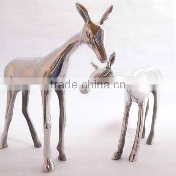 Deer figurine set aluminium bright finish Christmas decoration deer