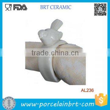 Set of 4 Pieces 3.25" Dolomite White Bird Napkin Holders Rings photo-2