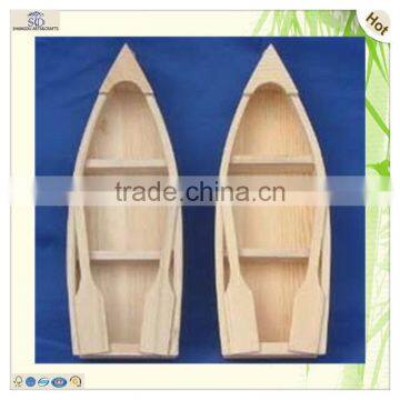 Unfinished Color Bottle Pattern Carved Wood Boat Miniature photo-6