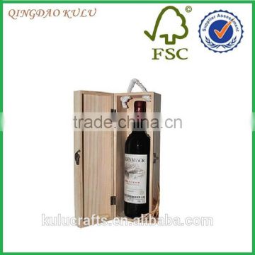 Unfinished wooden wine box with hinges and lock