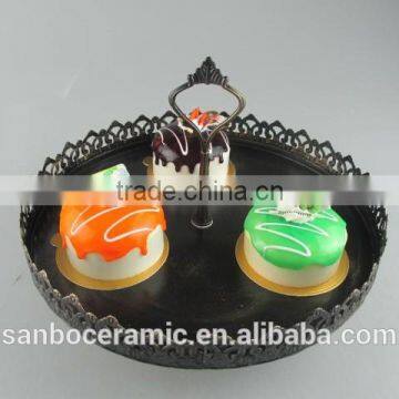 Metal Cake Stand , One Tier Antique Style Black Cake Stand Plate for Decoration photo-2