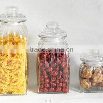 big lucid square airless glass grain jar with lid for storage