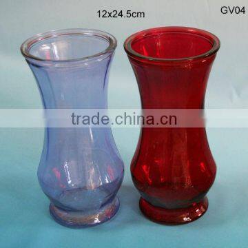 wholesale red and blue decorative glass vase