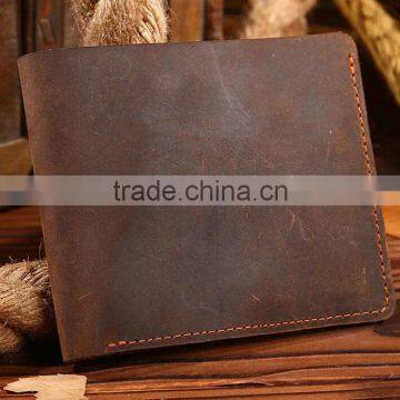 Wholesale new fashion full grain top layer leather men wallet with customized logo