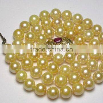 5.5-6mm Yellow Akoya Pearl Jewellery Necklace With 14K Gold Clasp