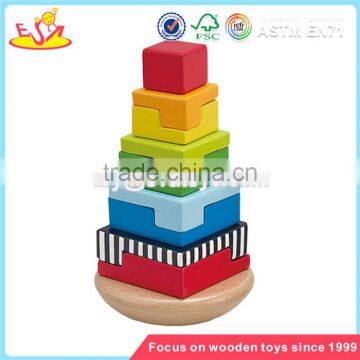 Wholesale wonderful toddler wooden stacking tower game diy creative stacking tower game W13D045