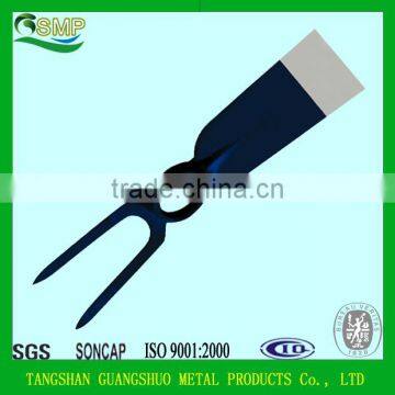 high quality round or oval hole two tines forging weeding fork garden hoe