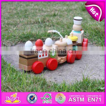 2015 Kids Toys Educational Pull Cart Wooden Block Toy,Wooden Colorful Block Pull Toy,Small Pull Line Block Toys for Sale W05B089 photo-4