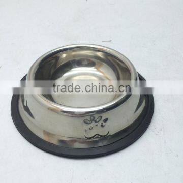Hot Sell Dog Bowl With Side Grip Handle Rubber Ring Metal Stainless Steel Eating Surface Animal Pet Feeder/waterer