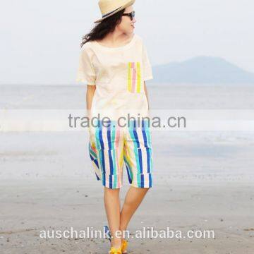 OEM Service Outdoor Fashion Colorful Stripe Beach Girl Short Pants photo-3