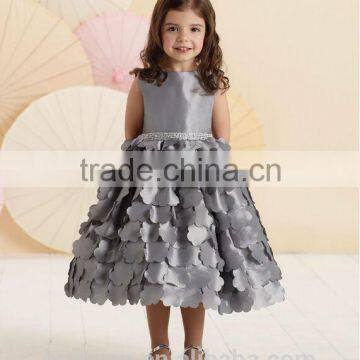 High Quality Satin Beaded Baby Gown Red Flower Girls Dresses photo-3