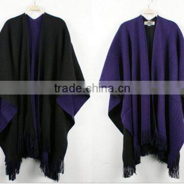 wholesale handmade black grey knitted wool poncho alpaca wool ponchos