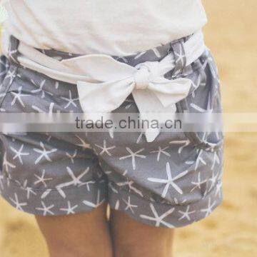 Grey baby shorts printed cotton baby clothes children clothing match white belt china wholesale