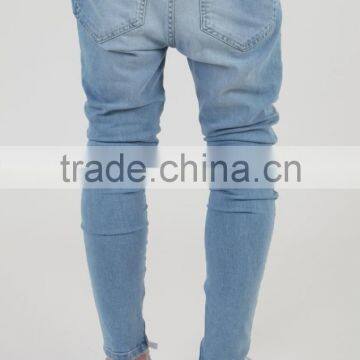 New Fashion Mens Blue Drop Baggy Pants Distressed Crotch Jeans Trousers photo-3
