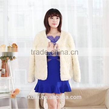 Rabbit Fur Long Coat Winter Women's European Style Warm Fur Coat Vertical Striped Faux Fur Jacket photo-3