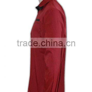 100% Cotton Design China Made Black Brim Mens Maroon Color Cotton Shirt photo-2