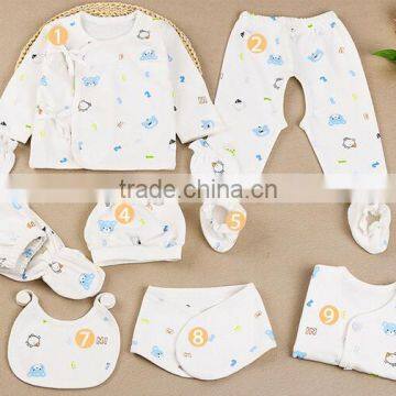 Good price 9pcs cute quality cotton baby set for spring summer