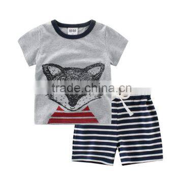 Wholesale summer kids sets wolf printing baby boy sets clothes