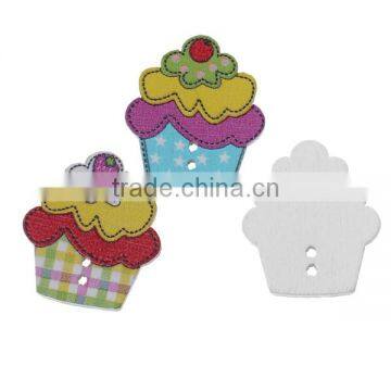 Scrapbooking Cupcake At Random Two Holes Wood Sewing Button For Child photo-3