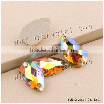 CitrineAB Color Drop Crystal Sew on Rhinestone Beads photo-2