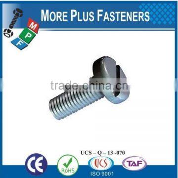 Made in Taiwan Machine Screw Slotted Cheese Head Material and Finishing Zinc Plating Plain Stainless Steel