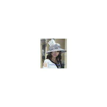 Satin Ribbon Braid Dressy Church Hats With A Class Chain Stones , Polyester Fabric Blocked Ladies Ch