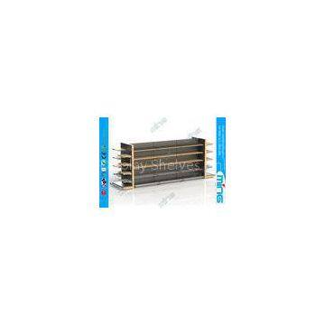 Wood And Metal Supermarket Display Shelves Light Duty With Wood Shelf