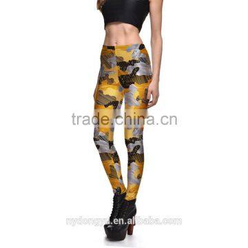 yellow camoflage yoga legging pants capris/morning xg plus size w camo jogging training athletic legging/ fancy tight pants