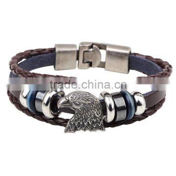 XP-LB-2171 Factory price Man Cuff Hawk Leather Bracelet