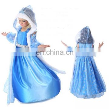 Hot sale elsa dress cosplay costume frozen elsa cape costume FC2127