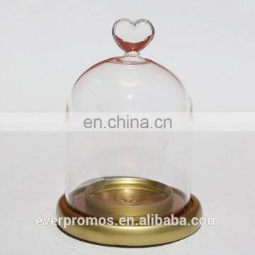 Flower and Decoration Display Glass Domes Cover with Golden Bottom