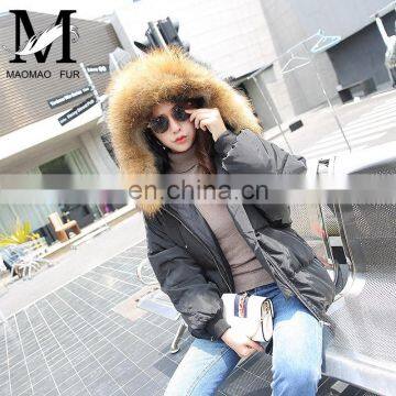 2017 Hot Selling New Design Women Real Big Raccoon Fur Collar New Down Coat photo-5