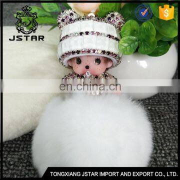 Performance Hot Selling Real Bunny Fluffy Rabbit Keyring Cheap Custom Keychains Fur Pom