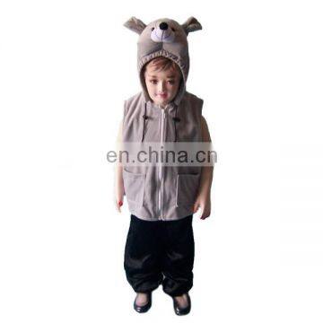 Safety plush fabric grey dog animal style vest for kids play time