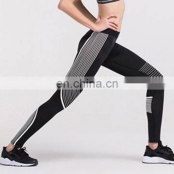Striped Fitness Elastic Leggings compression tights Quick Dry yoga pants