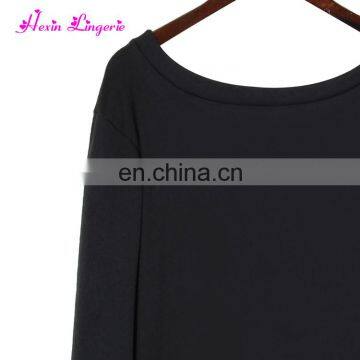 Black Solid irregular long sleeves winter new style new models blouses fashion