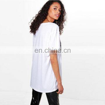 Custom Clothes Oversized White Women Casual Printed Longline t Shirt photo-2