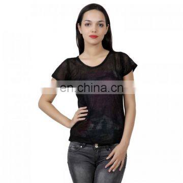 Stylish Black Transparent Net Top for Girls photo-2