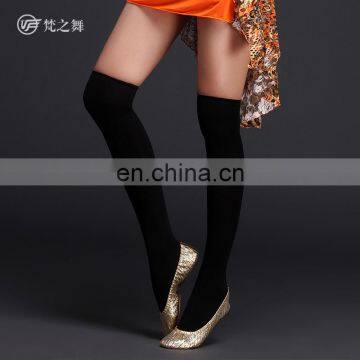 P-9085 High elastic velvet black professional belly dance socks accessory