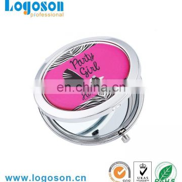 Promotional wholesale high quality pink epoxy sticker oem Hollywood pocket mirror