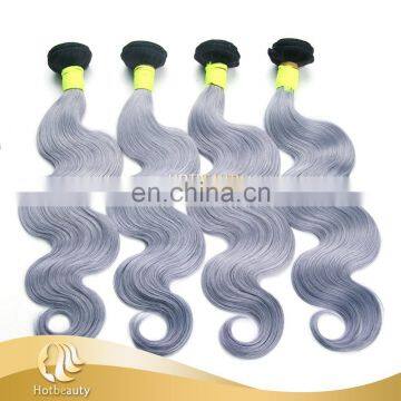 1B Grey Ombre Human Hair, Body Wave Ombre Brazilian Hair Weave 100G, Ombre Virgin Hair