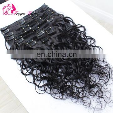 Raw indian curly hair clip in hair extensions for african american